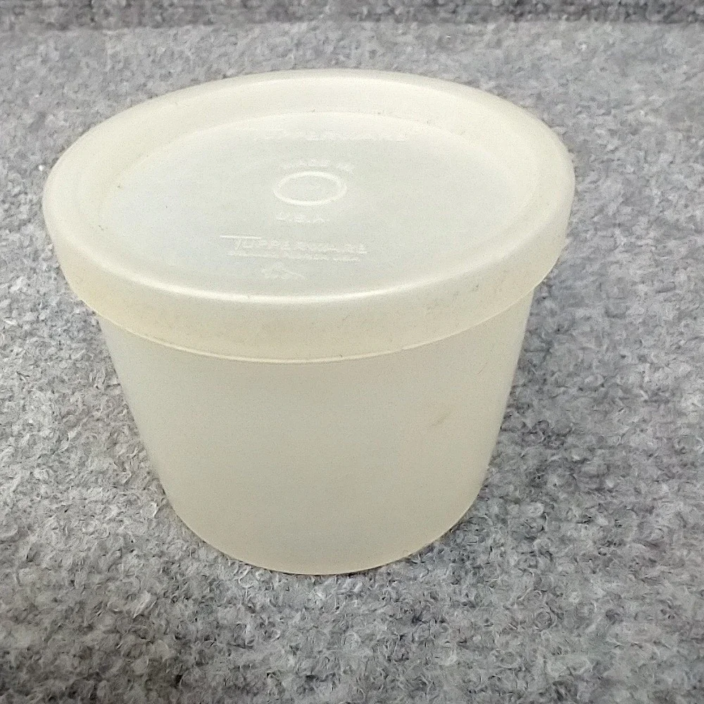 Vintage‎ Tupperware Midget Container 122-6 Translucent White with Lid 2oz USA